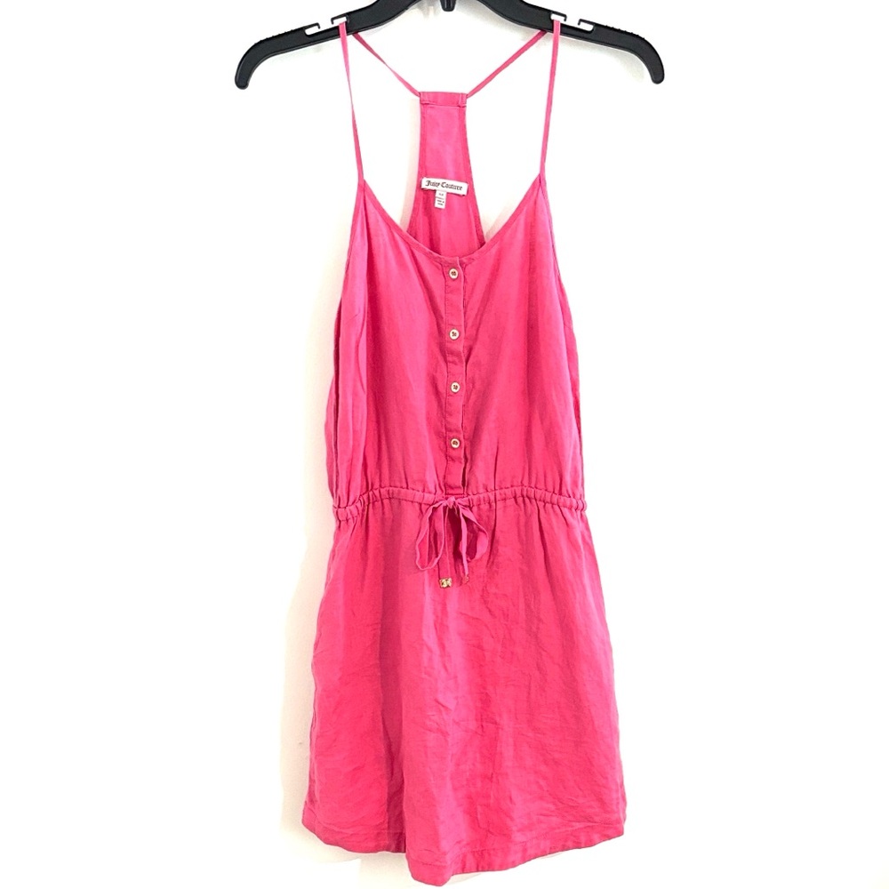 Juicy Couture 100% Linen Size XS Beach Linen Dress in Hibiscus Pink